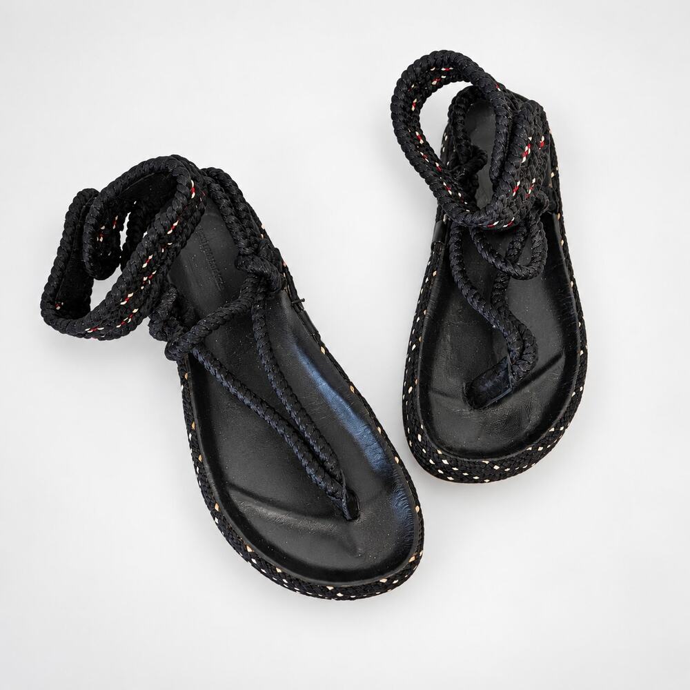 Isabel Marant Black Braided Rope Sandals